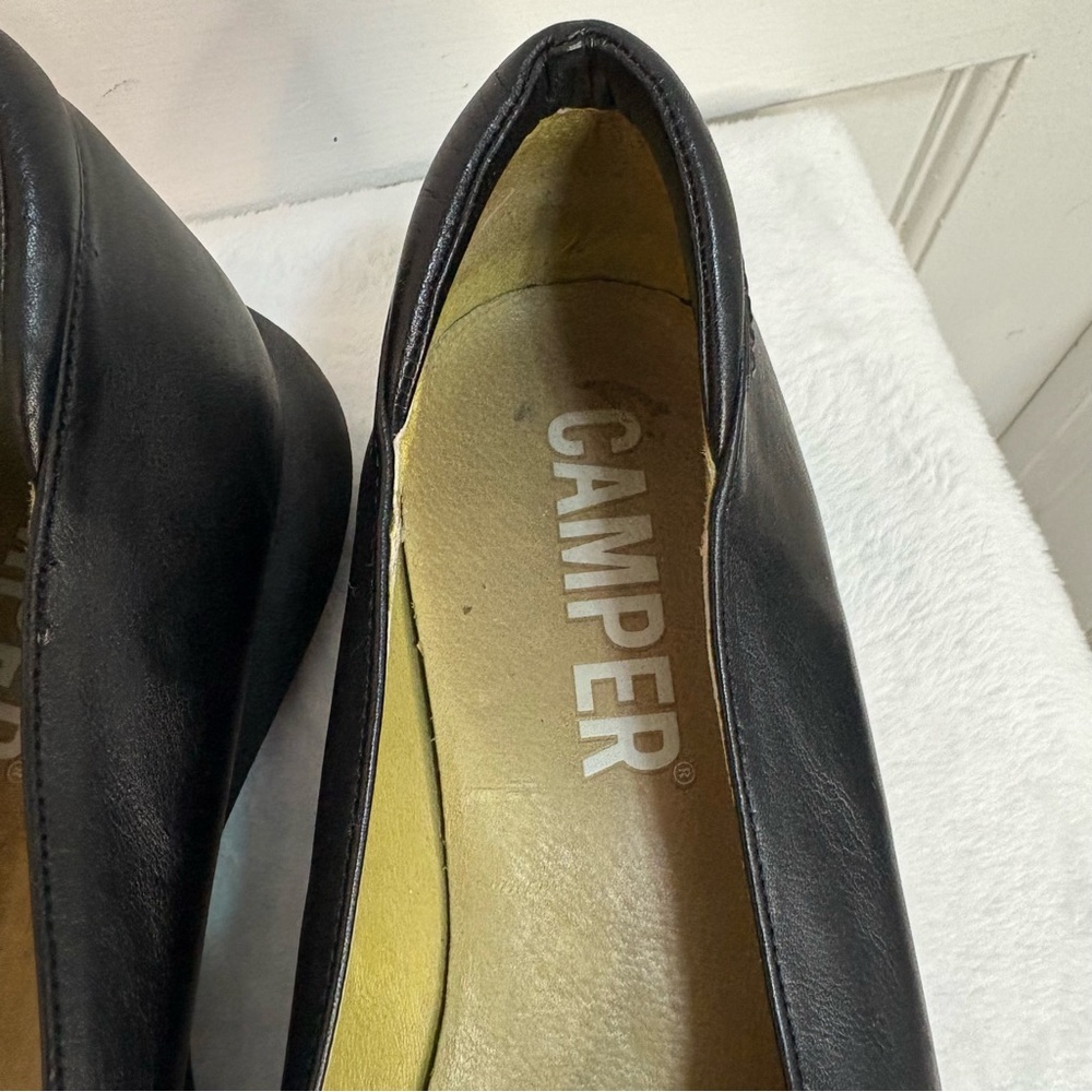 Camper black leather slip on flats - Picture 6 of 9